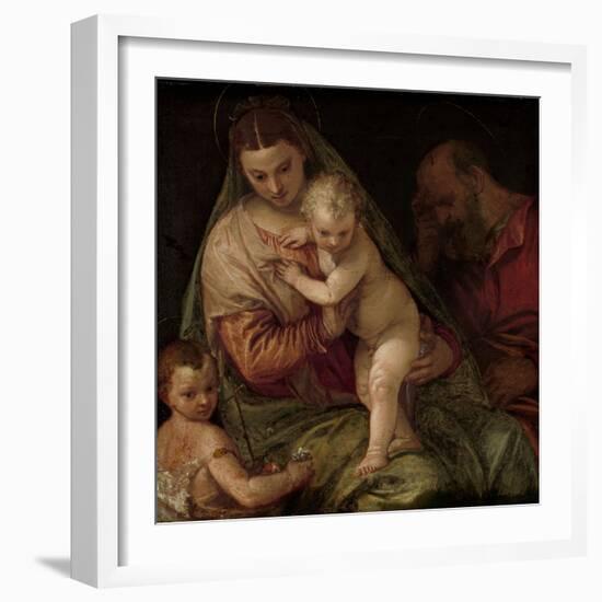 Holy Family with Young Saint John-Paolo Veronese-Framed Art Print