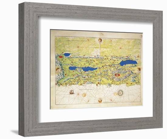 Holy Land, Israel and Palestine, from Atlas of the World in Thirty-Three Maps, 1553-Battista Agnese-Framed Giclee Print
