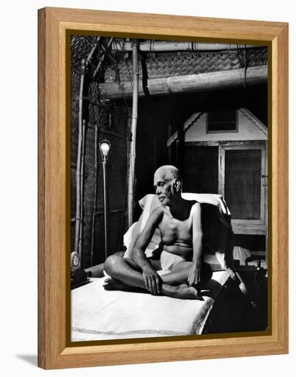 Holy Man Sri Ramana Maharshi Sitting in Bed-Eliot Elisofon-Framed Premier Image Canvas