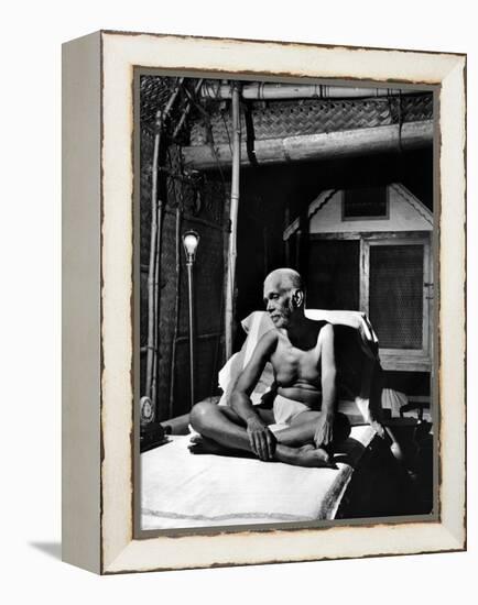 Holy Man Sri Ramana Maharshi Sitting in Bed-Eliot Elisofon-Framed Premier Image Canvas