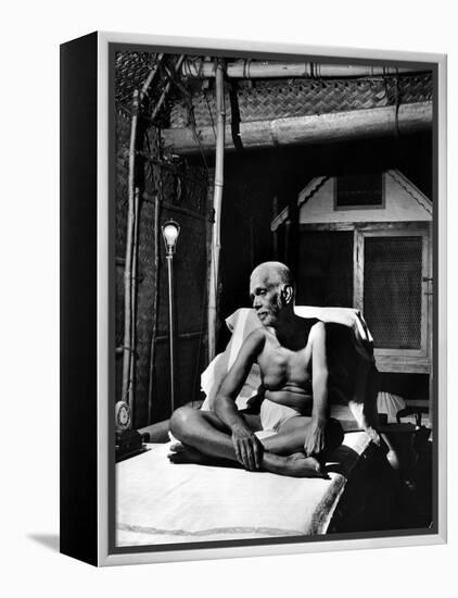 Holy Man Sri Ramana Maharshi Sitting in Bed-Eliot Elisofon-Framed Premier Image Canvas