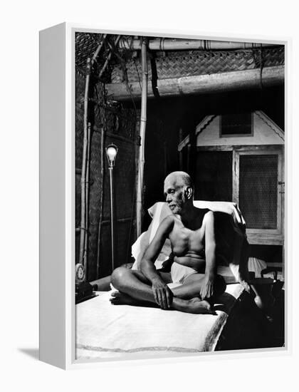 Holy Man Sri Ramana Maharshi Sitting in Bed-Eliot Elisofon-Framed Premier Image Canvas