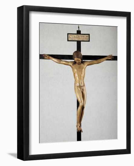 Holy Spirit Crucifix, circa 1493, by Michelangelo (1475-1564), Sculpture in Polychrome Wood, Sacris-Michelangelo Buonarroti-Framed Giclee Print