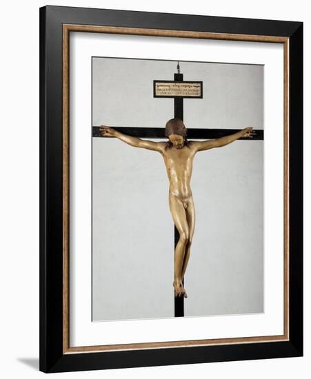 Holy Spirit Crucifix, circa 1493, by Michelangelo (1475-1564), Sculpture in Polychrome Wood, Sacris-Michelangelo Buonarroti-Framed Giclee Print