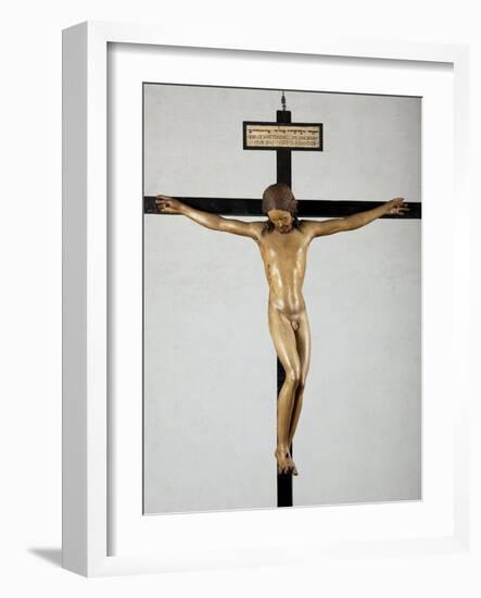 Holy Spirit Crucifix, circa 1493, by Michelangelo (1475-1564), Sculpture in Polychrome Wood, Sacris-Michelangelo Buonarroti-Framed Giclee Print