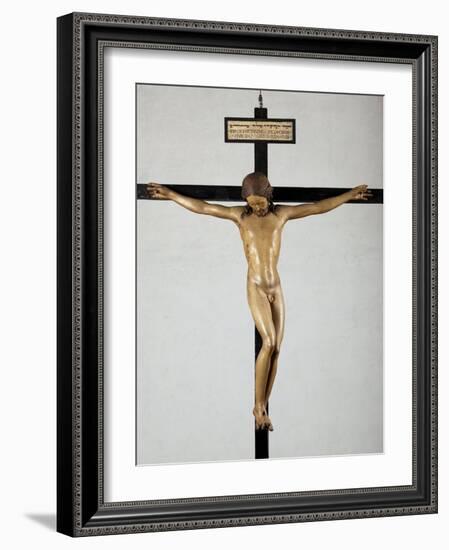 Holy Spirit Crucifix, circa 1493, by Michelangelo (1475-1564), Sculpture in Polychrome Wood, Sacris-Michelangelo Buonarroti-Framed Giclee Print