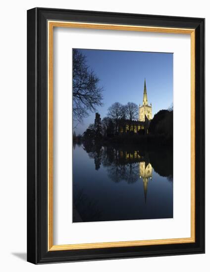 Holy Trinity Church on the River Avon at Dusk, Stratford-Upon-Avon, Warwickshire-Stuart Black-Framed Photographic Print