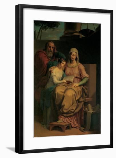 Holy Virgin Mary with St. Anne and St. Joachim-Pietro Ayres-Framed Art Print