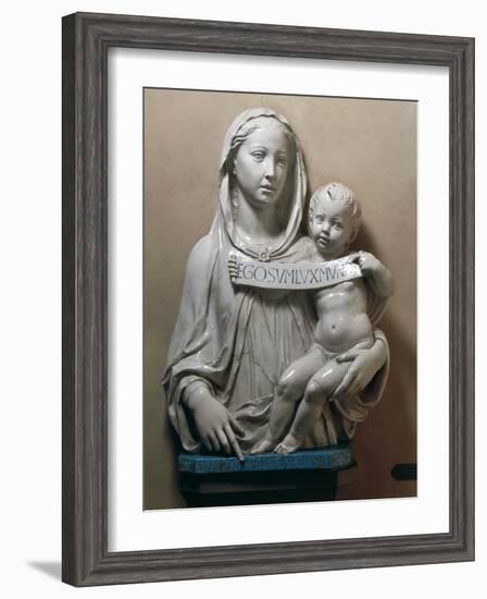 Holy Virgin with Infant Saviour Holding Scroll, 1446-1449-Luca Della Robbia-Framed Giclee Print