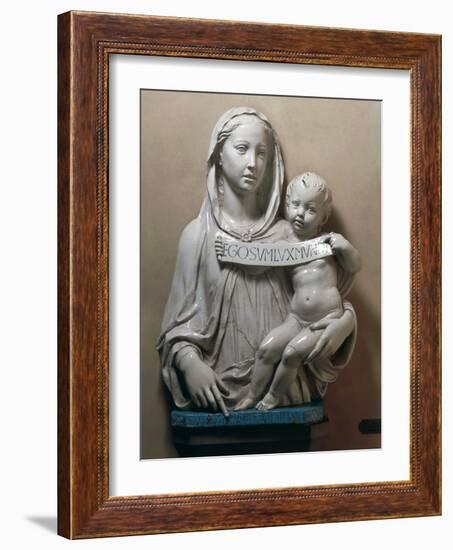 Holy Virgin with Infant Saviour Holding Scroll, 1446-1449-Luca Della Robbia-Framed Giclee Print