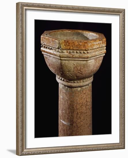 Holy Water Font, 1412, Red Marble, Shrine of Bastia, Isola Della Scala, Veneto, Italy-null-Framed Giclee Print