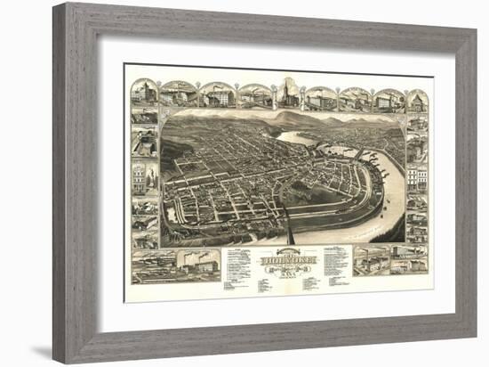 Holyoke, Massachusetts - Panoramic Map-Lantern Press-Framed Art Print