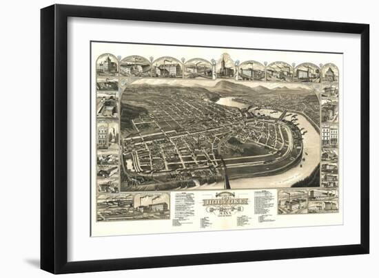 Holyoke, Massachusetts - Panoramic Map-Lantern Press-Framed Art Print