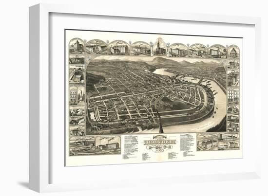 Holyoke, Massachusetts - Panoramic Map-Lantern Press-Framed Art Print