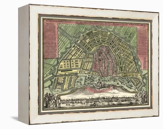 Homann Erben’s Accurate Map of Amsterdam 1727-Vintage Lavoie-Framed Premier Image Canvas