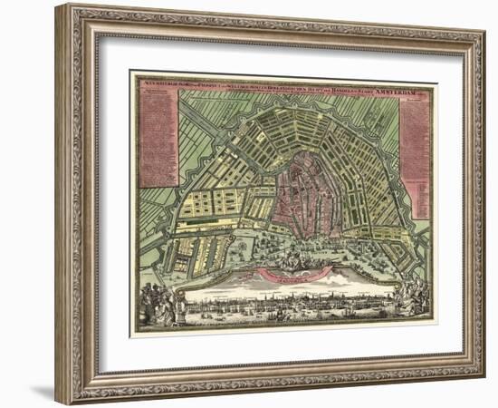 Homann Erben’s Accurate Map of Amsterdam 1727-Vintage Lavoie-Framed Giclee Print