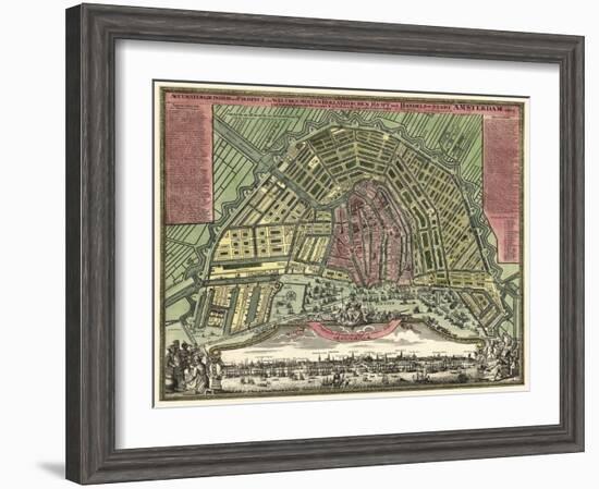 Homann Erben’s Accurate Map of Amsterdam 1727-Vintage Lavoie-Framed Giclee Print