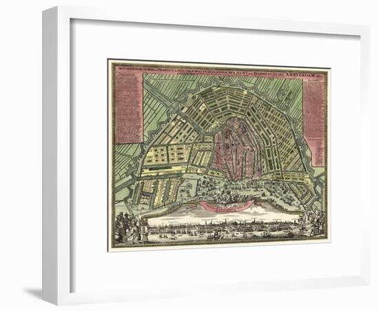 Homann Erben’s Accurate Map of Amsterdam 1727-Vintage Lavoie-Framed Giclee Print