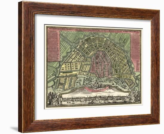 Homann Erben’s Accurate Map of Amsterdam 1727-Vintage Lavoie-Framed Giclee Print