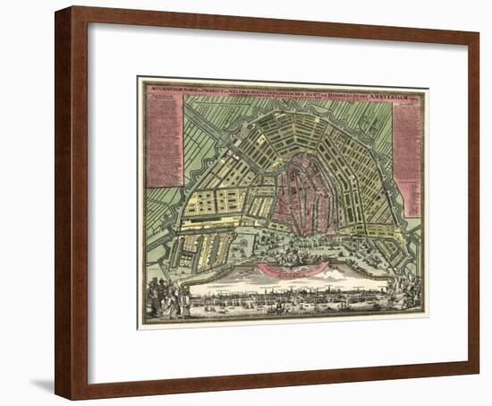 Homann Erben’s Accurate Map of Amsterdam 1727-Vintage Lavoie-Framed Giclee Print