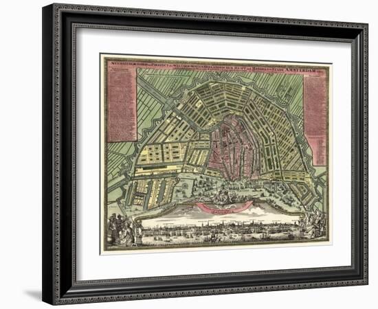 Homann Erben’s Accurate Map of Amsterdam 1727-Vintage Lavoie-Framed Giclee Print