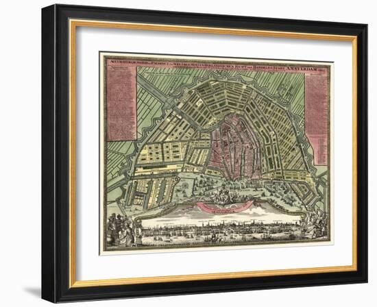 Homann Erben’s Accurate Map of Amsterdam 1727-Vintage Lavoie-Framed Giclee Print