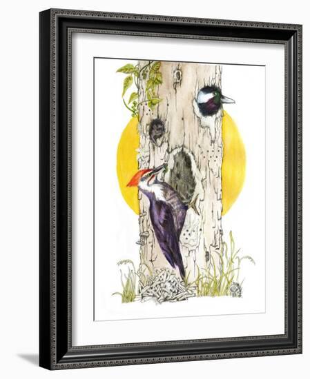 Home Builder, 2021 (Graphite, Coloured Pencil, and Watercolour on Paper)-Roberta Murray-Framed Giclee Print