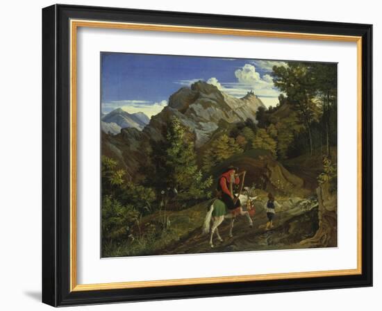 Home-Coming Harpist, 1825-Ludwig Richter-Framed Giclee Print