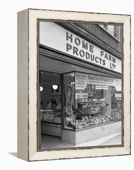 Home Farm Products Ltd Butchers Shop Front, Sheffield, South Yorkshire, 1966-Michael Walters-Framed Premier Image Canvas