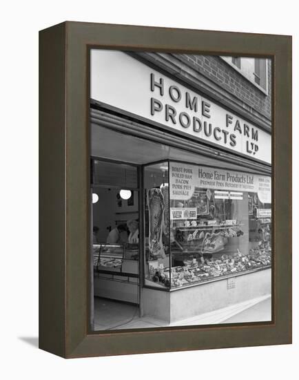 Home Farm Products Ltd Butchers Shop Front, Sheffield, South Yorkshire, 1966-Michael Walters-Framed Premier Image Canvas