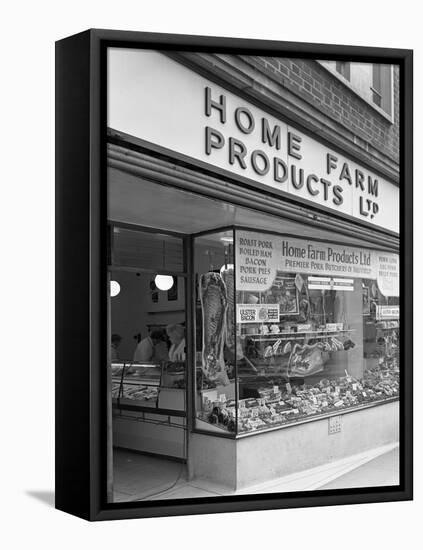 Home Farm Products Ltd Butchers Shop Front, Sheffield, South Yorkshire, 1966-Michael Walters-Framed Premier Image Canvas