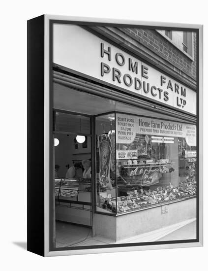 Home Farm Products Ltd Butchers Shop Front, Sheffield, South Yorkshire, 1966-Michael Walters-Framed Premier Image Canvas