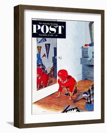 "Home Football" Saturday Evening Post Cover, November 17, 1951-George Hughes-Framed Giclee Print