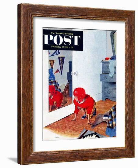 "Home Football" Saturday Evening Post Cover, November 17, 1951-George Hughes-Framed Giclee Print