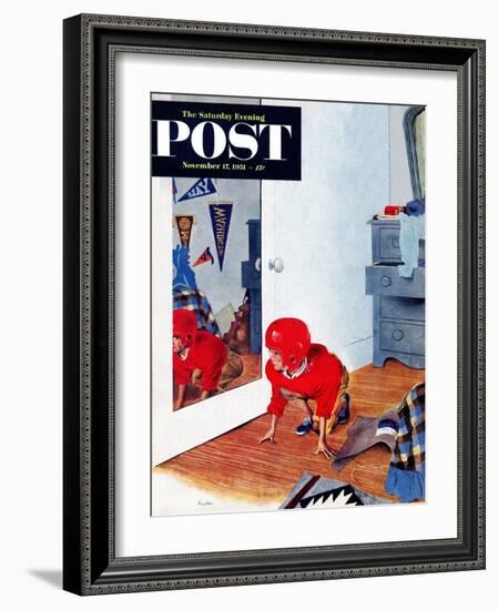 "Home Football" Saturday Evening Post Cover, November 17, 1951-George Hughes-Framed Giclee Print