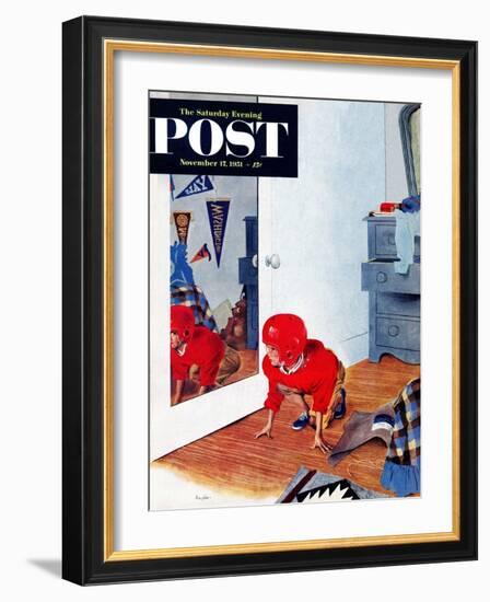 "Home Football" Saturday Evening Post Cover, November 17, 1951-George Hughes-Framed Giclee Print