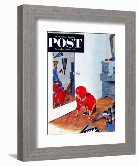 "Home Football" Saturday Evening Post Cover, November 17, 1951-George Hughes-Framed Giclee Print