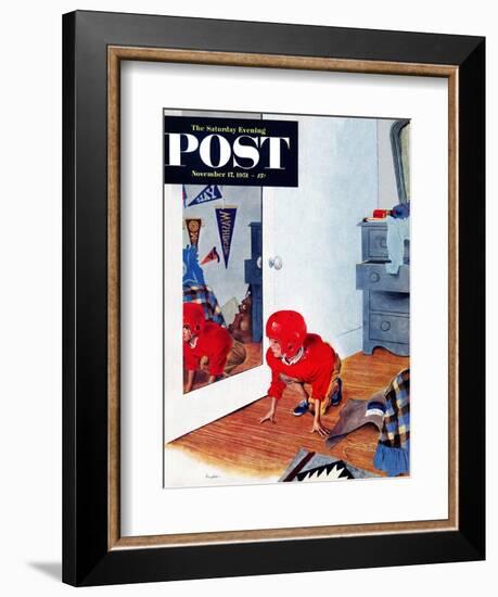 "Home Football" Saturday Evening Post Cover, November 17, 1951-George Hughes-Framed Giclee Print