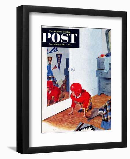 "Home Football" Saturday Evening Post Cover, November 17, 1951-George Hughes-Framed Giclee Print