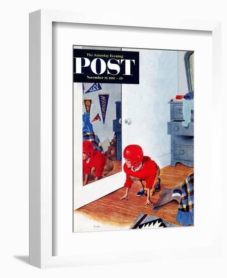 "Home Football" Saturday Evening Post Cover, November 17, 1951-George Hughes-Framed Giclee Print