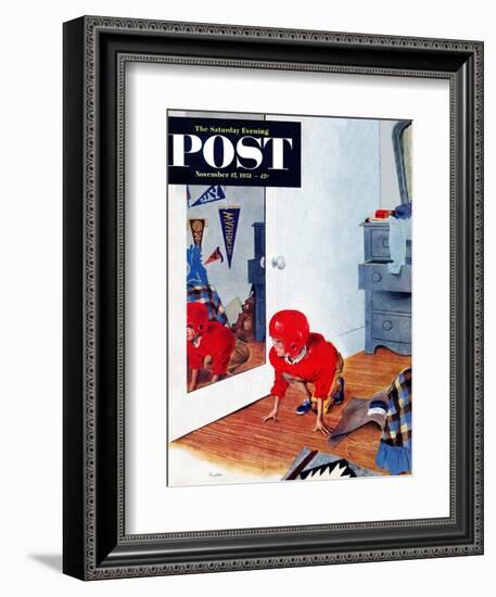 "Home Football" Saturday Evening Post Cover, November 17, 1951-George Hughes-Framed Giclee Print