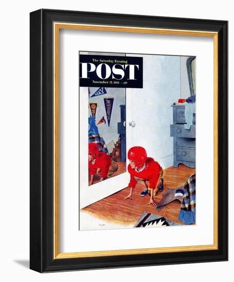 "Home Football" Saturday Evening Post Cover, November 17, 1951-George Hughes-Framed Giclee Print