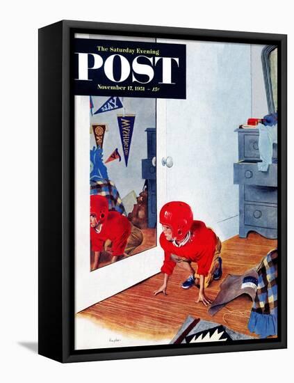 "Home Football" Saturday Evening Post Cover, November 17, 1951-George Hughes-Framed Premier Image Canvas