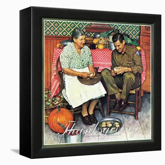 "Home for Thanksgiving", November 24,1945-Norman Rockwell-Framed Premier Image Canvas