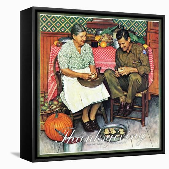 "Home for Thanksgiving", November 24,1945-Norman Rockwell-Framed Premier Image Canvas