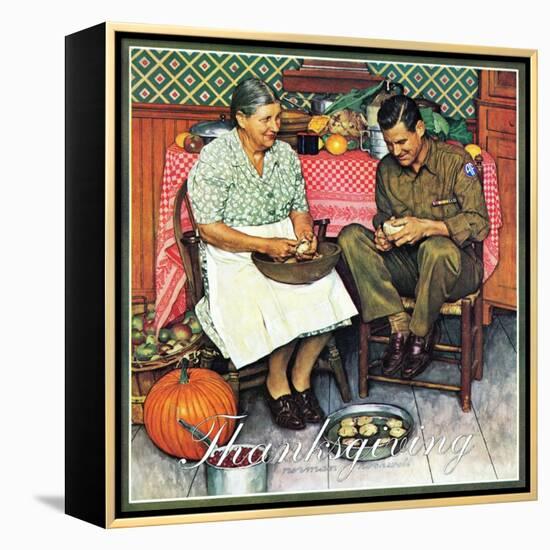 "Home for Thanksgiving", November 24,1945-Norman Rockwell-Framed Premier Image Canvas