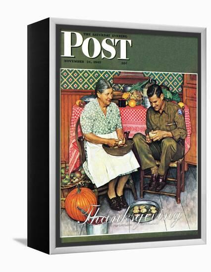 "Home for Thanksgiving" Saturday Evening Post Cover, November 24,1945-Norman Rockwell-Framed Premier Image Canvas