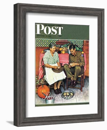 "Home for Thanksgiving" Saturday Evening Post Cover, November 24,1945-Norman Rockwell-Framed Giclee Print