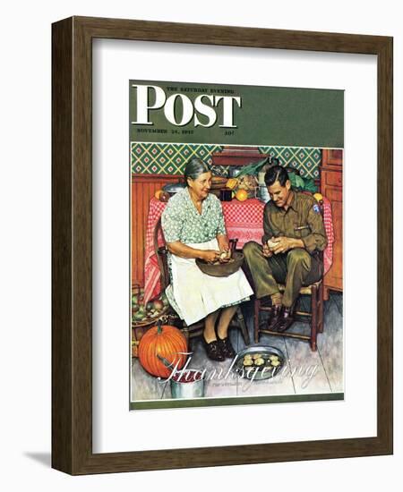 "Home for Thanksgiving" Saturday Evening Post Cover, November 24,1945-Norman Rockwell-Framed Giclee Print