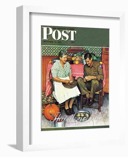 "Home for Thanksgiving" Saturday Evening Post Cover, November 24,1945-Norman Rockwell-Framed Giclee Print